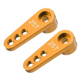 sourcing map Aluminum Alloy 25T Steering Servo Single Arm Horn Gold for DIY RC Car/Boat/Airplane Boat Accessories 2 Pcs