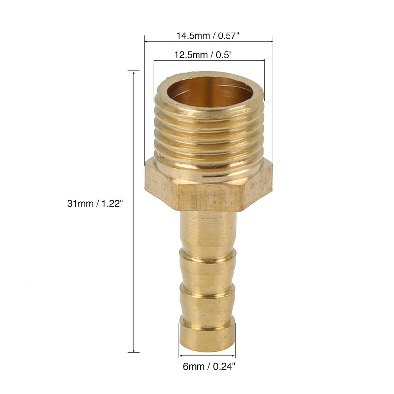 X AUTOHAUX 6mm Hose ID X 1/4'' NPT Male Brass