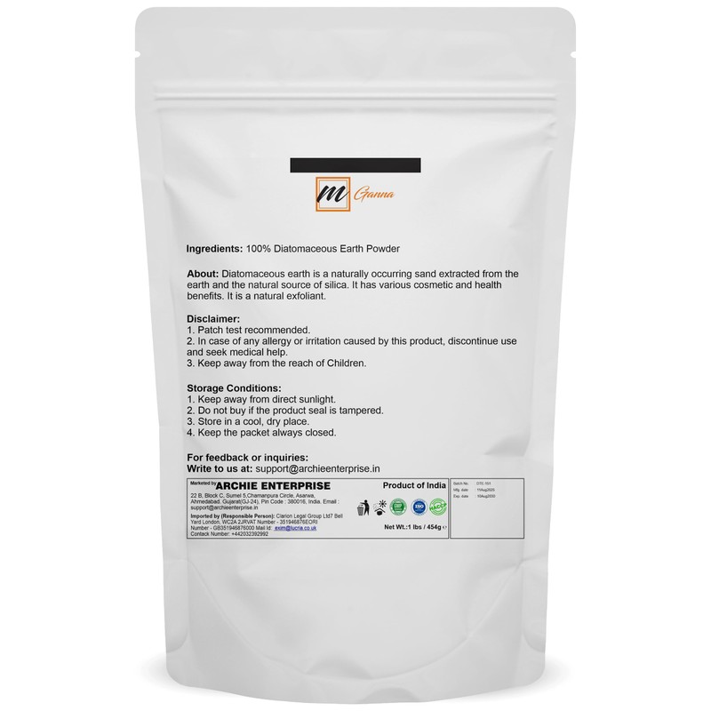 mGanna 100% Natural Diatomaceous Earth Powder for Skin Exfoliation Health