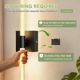 Battery Operated Wall Sconce Set of 2, 360 Lighting Wall Light, 10000mAh