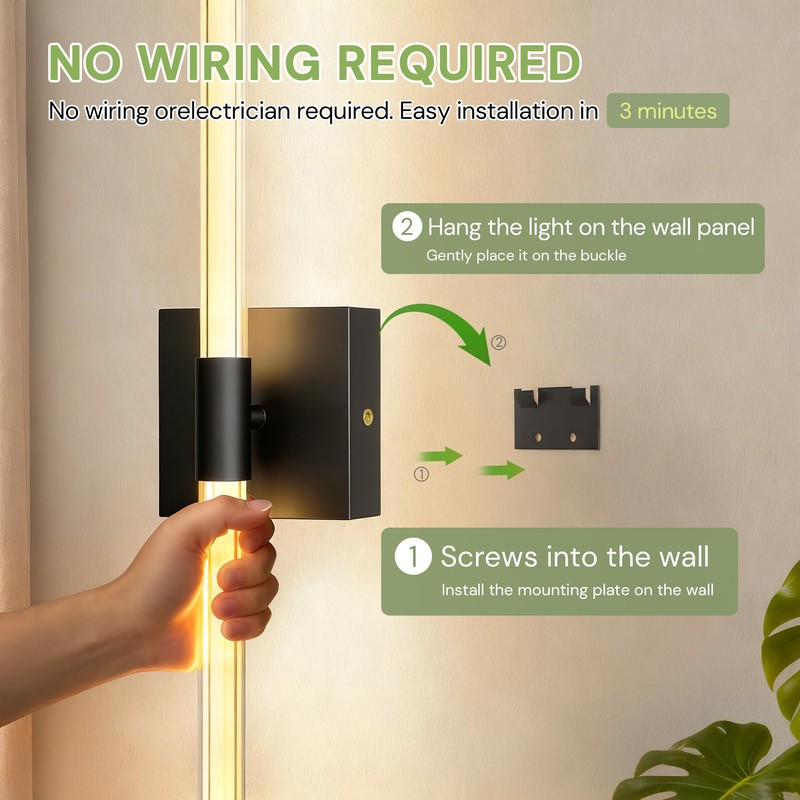 Battery Operated Wall Sconce Set of 2, 360 Lighting Wall