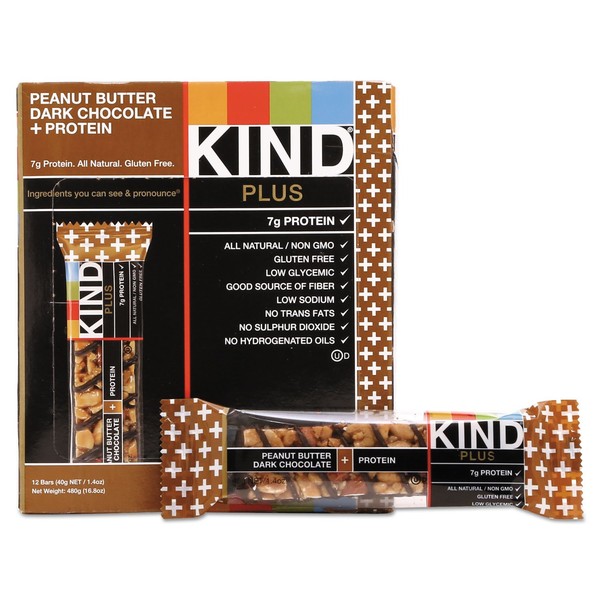 KIND PLUS Peanut Butter Dark Chocolate + Protein Bars, 1.4 oz, (12 pack)