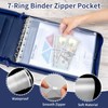 Smarpau 7 Ring PU Leather Check Binder with Zipper Pouch,