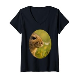 Womens Macro Degu Dandelion Spring Moment V-Neck T-Shirt