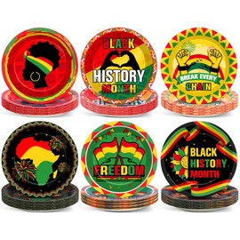 60Pcs Black History Month Party Decorations Black History Month 7 Inch Dessert Plates Tableware African American Black Dinner Paper Plates African-American History Dinnerware for Party Supplies Favors