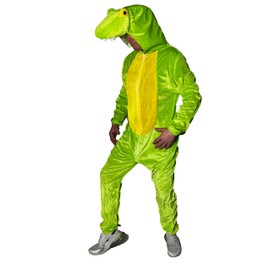 Foxxeo Green Crocodile Costume for Adults, Size: XXXL