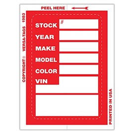 Versa-Tags Kleer-bak Stock Stickers (100 Stickers, Red)
