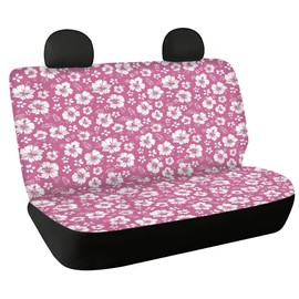 Jodoolang Pink Hibiscus Floral Auto Waterproof Back Seat Covers Protectors for Car Sedan Truck SUV, Women Rear Bench Covers Back Seat Only Auto Interior Accessory
