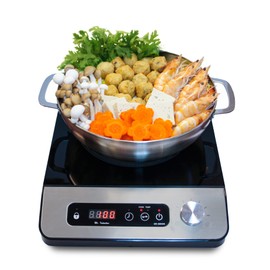 SPT SR-1884SS-42BA: Combination of 1650W Induction Cooktop with Control Knob + Stainless Steel Pot BLACK