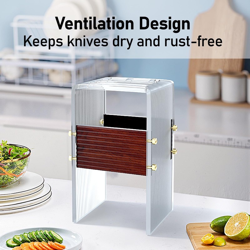 Acrylic Knife Block Holder, Display Stand with Transparent Striped, Kitchen