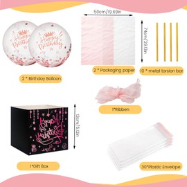 Birthday Money Pull Box Decorations, Funny Happy Birthday Money Box Surprise Set Celebration, Delicate Money Box for Cash Gift Women Men Lovers Girlfriend Wife (Style 2)