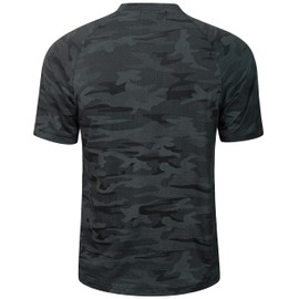 TAPULCO Men's Collarless Golf Shirts Casual Summer Quick Dry Tech Performance Athletic Sports Tee Fashionable Patterned Active Tshirts Camo Black X-Large