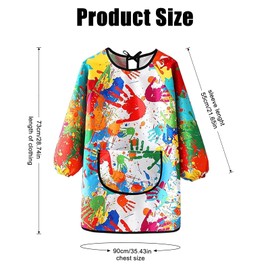 SHIQUAN Children's Painting Apron, Children's Painting Apron, Waterproof Painting Apron, Long Sleeve Painting Apron Children for 6-12 Years, Craft Apron Children for School Art Painting Cooking Food