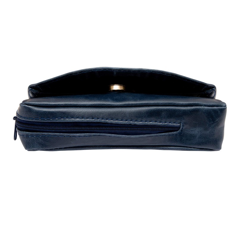 Leather Pipe Case Holder Pouch 4 Colors (Navy)