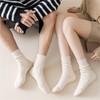 Iordan 3 Pairs Slouch Socks for Women Beige Cotton Cute