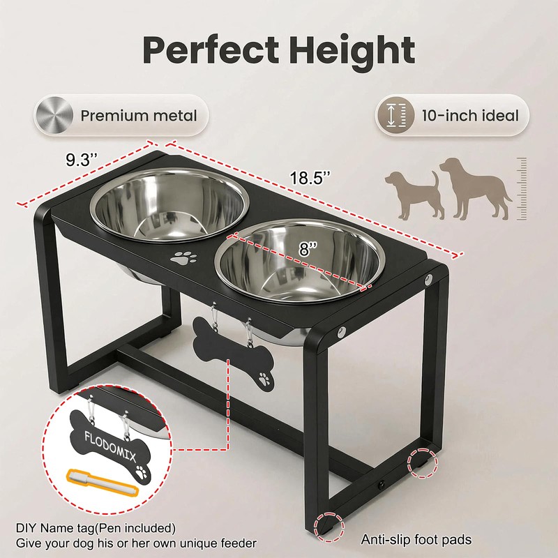 Flodomix Metal Elevated Dog Bowls, Raised Dog Bowls for Medium/Large