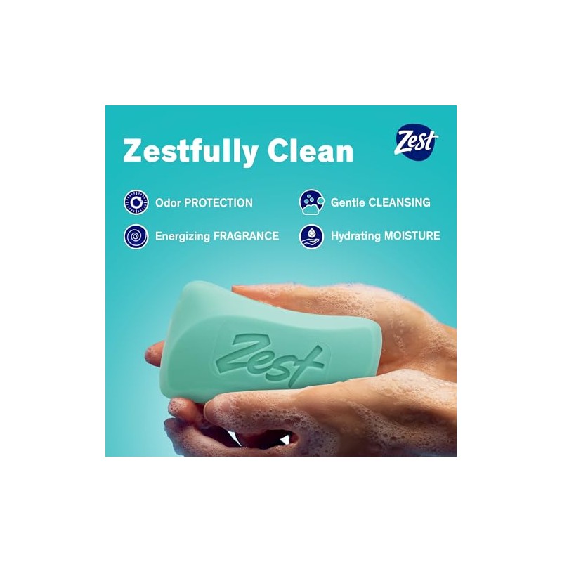 Zest 8-Bar Bath Size Soap, Aqua, 4 Ounce