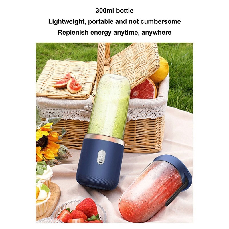 300ml Portable Blender Cordless for Shakes Juice Six Blades USB