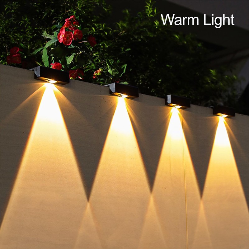 RLRTWIN Solar Wall Lights, Non-Drill Fence Lights Solar Powered Outdoor