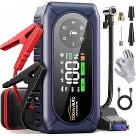 YaberAuto Jump Starter with Air Compressor 4500A 150PSI Portable Car Battery Jump Starter (9L Gas/8L Diesel), 12V Jump Box for Battery Car Jumper Starter with Jumper Cables, Insulated Gloves, Lights
