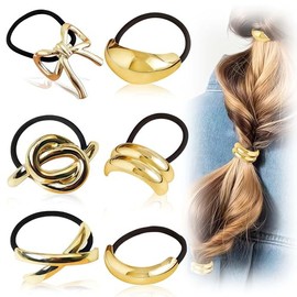 6 Pcs Diademas Doradas, Accesorios Para Cabello Mujer, Coletas Elegantes Y Retro, Diademas Elásticas Para Mujeres Y Niñas, Regalo Perfecto Para Mujeres Y Niñas