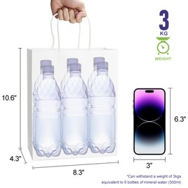 DechoPak 50pcs Paper Bags with Handles, 8.3x4.3x10.6 Inch Colored Gift Bags Bulk, Medium Party Favor Goodie Bags for Birthday Baby Shower Valentine's Day Christmas Retail Business White