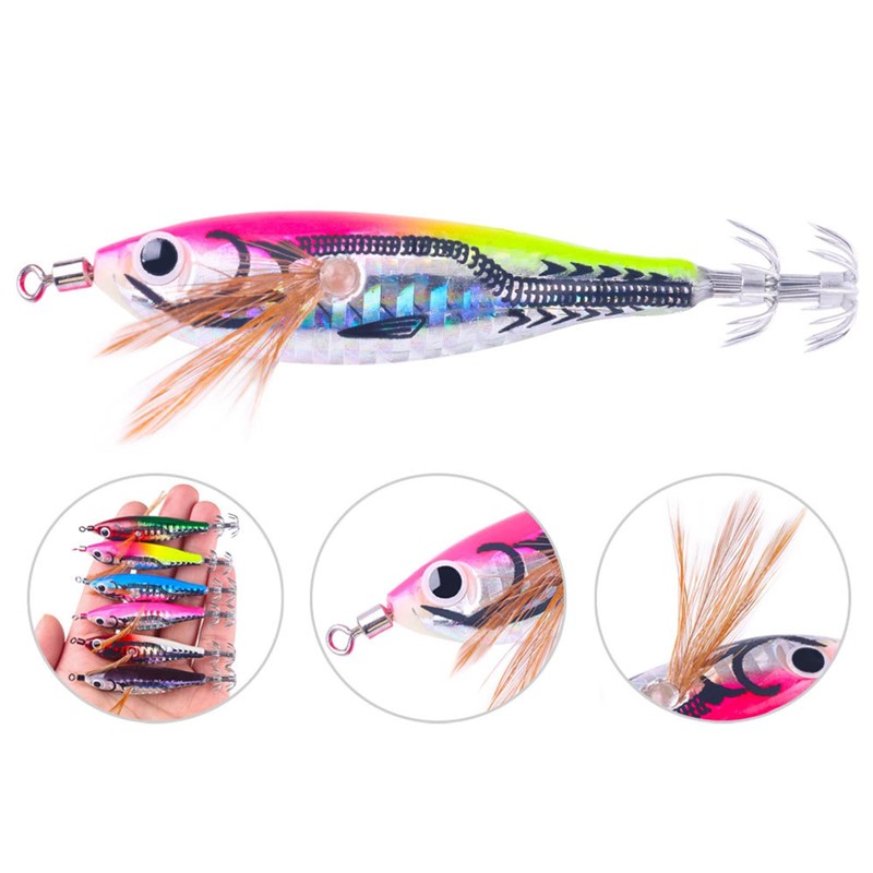 TingHaoO 6Pcs Luminous Squid Jigs Hook Shrimp Lures Baits Hard