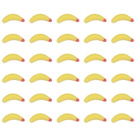 Fake Maggots Soft Worm Tipped Lure Wax Worms for Fishing or Pranks,Ice Fishing Lures Baits Perfect for Crappies Sunfish Catfish Bream Blue Gills Perch Trout Worms,Yellow&Red Head,30PCS,LXLVOUEG