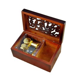 FnLy Antique Engraved Wooden Wind-Up Musical Box,Lilium from Elfen Lied Musical Box,with Gold-Plating Movement in,Rectangle