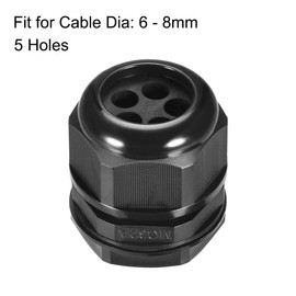 uxcell M32 Cable Gland 5 Holes Waterproof IP68 Nylon Joint Adjustable Locknut for 6-8mm Dia Wire