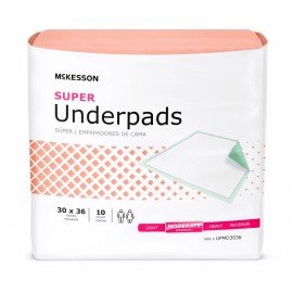 McKesson Ultra Adult Disposable Bed Pads 30x36 | 10 Underpads Heavy Absorbency