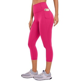 CRZ YOGA Womens Butterluxe Workout Capri Leggings with Pockets 21 Inches - High Waisted Gym Athletic Crop Yoga Leggings Granita Pink Medium