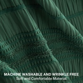 Siiluminisoy Dark Green Boho Shower Curtain, 72 x72 Cotton Blend Tufted Fabric Waffle Textured Farmhouse Shabby Chic Rustic Minimalist Striped for Bathroom, Hotel