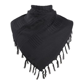 Bufanda negra para hombre, Mascada táctica de algodón, Bufanda para mujer, bufanda de invierno, Bufanda Manta Cuadrada Bufanda Borlas de Moda Bufanda Suave de Peluche con bordes con flecos (Negro)