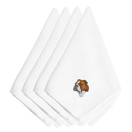 Caroline's Treasures EMBT2365NPKE English Bulldog Embroidered Napkins Set of 4 Napkin Cloth Washable, Soft, Durable, Table Dinner Napkins Cloth for Hotel, Lunch, Restaurant, Weddings, Parties