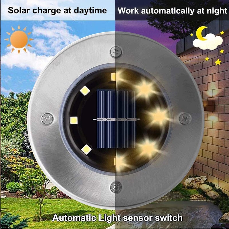 Solar Ground Lights, Waterproof Solar Garden Lights, Upgraded Outdoor Garden