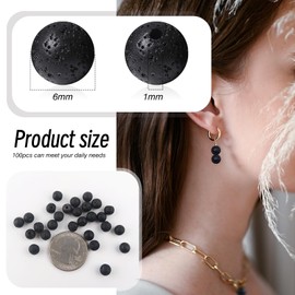 TOAOB 100pcs 6mm Natural Black Volcanic Lava Beads Rock Stone Beading Loose Gemstone Round Energy Healing Beads for Bracelet Necklace Jewelry Making
