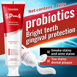 YAYASHI SP-4 Teeth Whitening Toothpaste Pack,Helps Remove Tea, Coffee, and Wine Stains, Sparkling White,Teeth Whitening, Fights Plaque, Fluoride Free - Specification: HOT-120g*2pcs