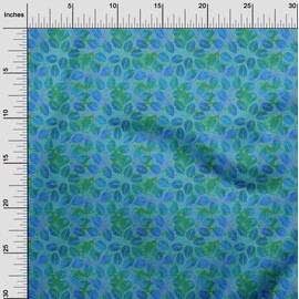 oneOone Cotton Jersey Teal Blue Fabric Batik Dress Material Fabric Print Fabric by The Meter 58 Inch Wide