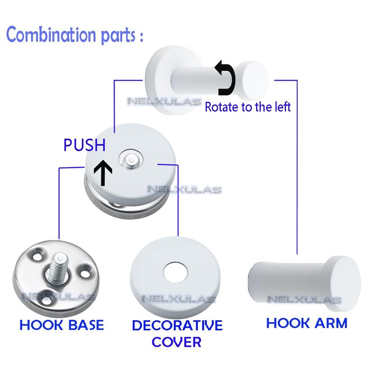 NELXULAS Classic White Stainless Steel Single Super Heavy Duty Wall