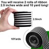 MuRealy Black and White Striped Ribbon, 2.5 Inch Black White