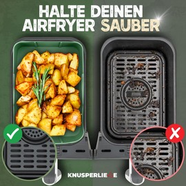 KNUSPERLIEBE® Airfryer XL Accessory Set Hot Air Fryer Accessories for Ninja Foodi AF400EU AF300EU 7.6L-9.5L and Dual Zone Air Fryer, BPA-Free Ninja Dual Zone Air Fryer Accessories (Mint Mellow)