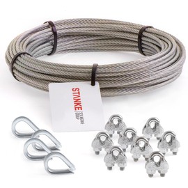 Seilwerk STANKE Trellis Stainless Steel Wire Rope 10 m V4A Stainless Steel Rope 3 mm 7 x 7, 4 x Thimbles V4A, 8 x Bow Clamp V4A - Set 2