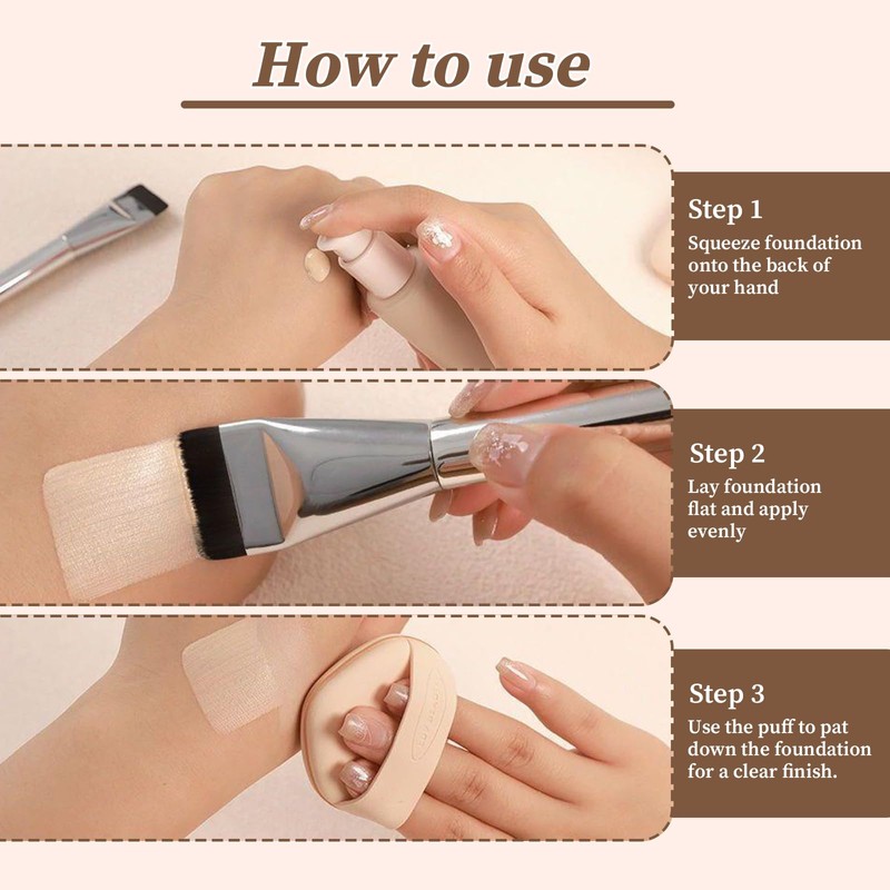 Thoquene 3 Stück Foundation Pinsel, Ultra Thin Make Up Brush