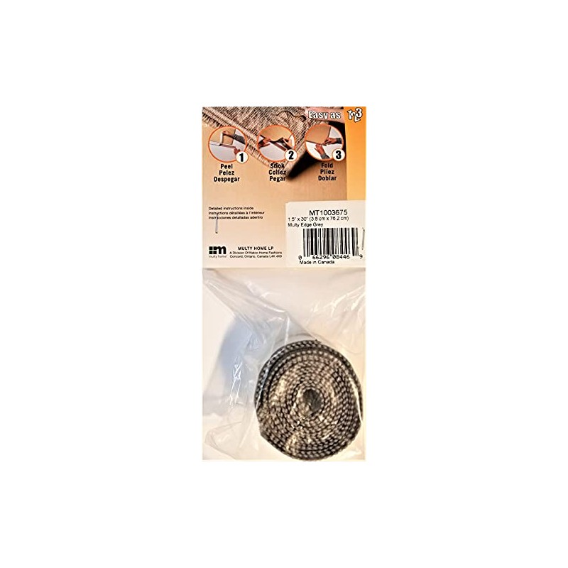 Multy Adhesive Carpet Finishing Edge, 1.5" x 30", Grey, 2-Pieces