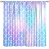Mermaid Curtains, Cartoon Watercolor Pastel Sea Animal Mermaid Princess Scale