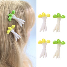 4Pcs 2" Bean Sprouts Funny Simulated Hair Clips Food Shaped Hair Clips Women Girls Hair Accessories, 2Pcs Yellow 2Pcs Green