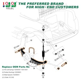 10L0L Golf Cart Heavy Duty 4-Leaf Rear Leaf Spring Kit for Club Car Precedent 2004-up, with Bushings Sleeves U Bolts, Replace OEM 102509301 102513001