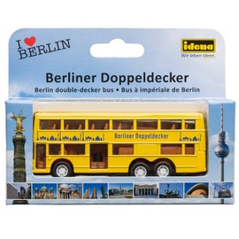 Idena 4229634 - Modellbus Berliner Doppeldecker, mit Freilauf, ca. 13 x 10 x 4 cm, gelb, als Spielzeug, typisches Souvenir oder beliebtes Sammlerstück
