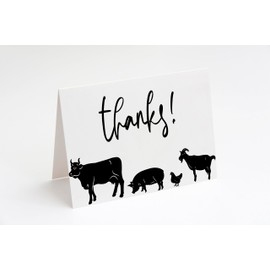 Red Door Inspirations Farm Animal Thank You Cards FFA, 4H, Farmer's Market, Farm Animal Birthday - 10 pack, Made in the USA!
